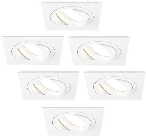 Ledvion 6er Set LED Einbaustrahler Weiss 3W dimmbar Warmweiss | Einbaumass Ø92mm; Fuer trockene Innenraeume wie Wohnzimmer Kueche und Flur; Integrierte LED Lichtquelle enthalten
