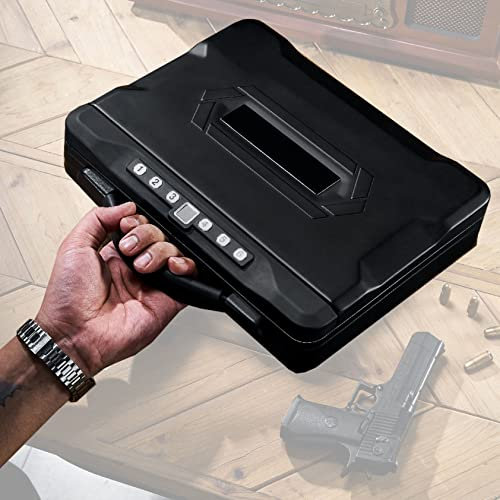 XDLYWUZIQ Digitaler Tresor, Tresor, Waffentresor Für Pistolen Mit Digitaler Tastatur/ersatzschlüssel/fingerabdruckschloss, Schlafzimmer Für Zuhause, Büro, Hotel, Pistole, Schmuck