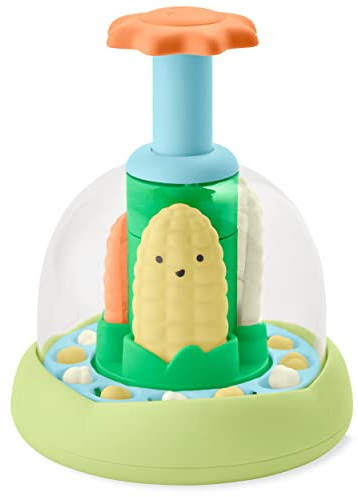 Skip Hop Press & Spin Baby Toy, Farmstand What's Poppin Corn Spinner