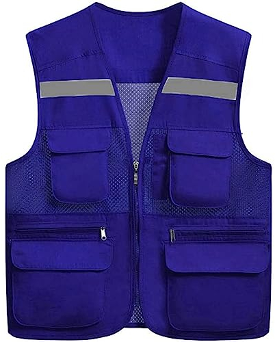ZUMAHA Sicherheitsweste Mesh Multi-Pocket Reflektierende Weste Nacht Warnweste Bauweste Männer Frauen Reiten Laufweste