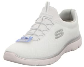 Skechers Womens Summits Artistry Chic Sneaker, White Mesh Silver Gray Trim, 7 UK
