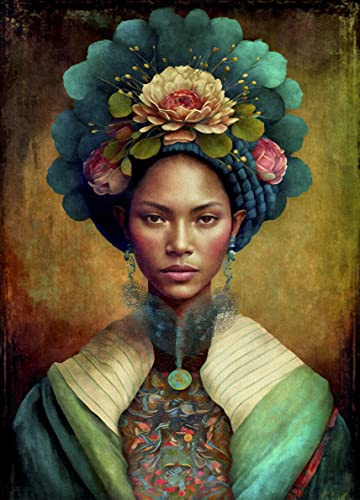 Indian Woman Reispapier-Poster, 29,21 x 40,64 cm – 1 einzigartiges bedrucktes Maulbeer-Papier-Kunstposter, Bild, 36 g/m², sichtbare Fasern für Decoupage-Möbelrenovierungs-Handwerk.