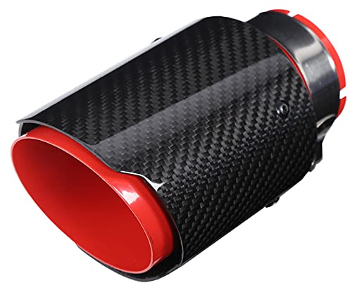 Punta De Escape De Entrada De 2,5 Pulgadas, Entrada De 2,5 Pulgadas, Salida De 3,5 Pulgadas, Longitud Total De 6,4 Pulgadas, Tubo De Escape Universal Rojo De Fibra De Carbono Brillante Para Coche