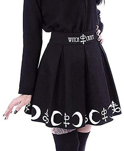 Gothic Rock Damen -Punk Rock Damen Steampunk Rock Damen Schwarz Minirock Sexy Kurz Faltenrock A Linie Rüschen Röcke Mittelalter Rock Hohe Taille Cosplay Halloween Karneval Kostüm Mini Skirt
