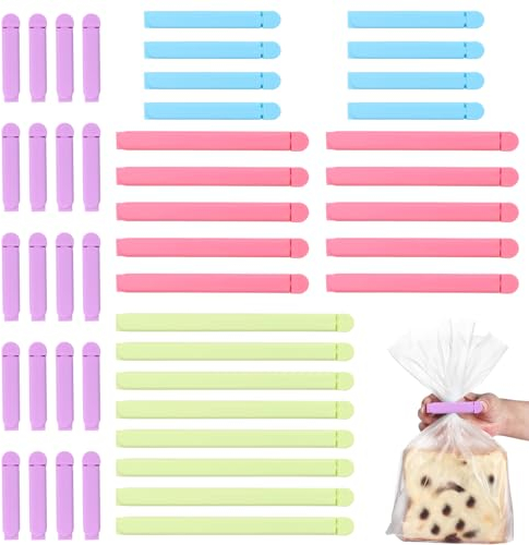 ZOCONE 50 Stück Verschlussclips, 20/15.5/12/7cm Lebensmittel Clips für Tüten, Verschlussklammern Clips Wiederverwendbar Lebensmittel Tütenclips für Versiegeln von Lebensmitteln