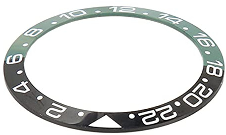 Anillo de Inserción de Bisel de Reloj GMT de 38 Mm de Diámetro, Aspecto Hermoso con Base Verde Negra, Caracteres Blancos, Tamaño Perfecto, Excelente Cerámica, Fácil de Instalar,
