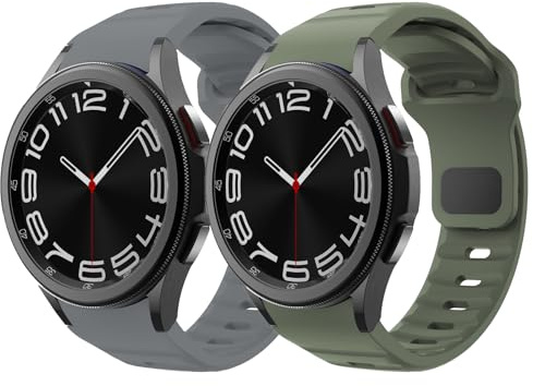 2 Pack 20mm No Gap Silikonarmband für Samsung Galaxy Watch Frauen Männer | Sportarmband für Samsung Galaxy Watch 7/6/5/4/FE 40 44mm/Watch 6 Classic 43 47mm/Watch 5 Pro 45mm/4 Classic 42 46mm/Active 2