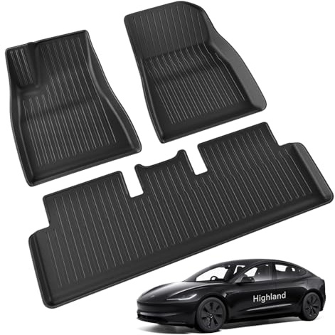 LANTU Golvmattor 3 St för Tesla Model 3 2024-2025 Allväders 3D Hög Kant, Halkfria och Vattentäta Golvmattor med 3-Lagers Design för Tesla Model 3 Highland Tillbehör