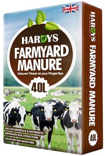 Hardys Organic Farmyard Manure - 40L Horse Manure for Garden, Rich in Organic Matter, Plant Fertiliser Indoor & Outdoor Use - Lawn Fertiliser, Garden Compost & Soil Enricher -17kg