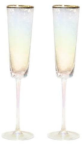 Champagneglas flöjter, set med 2 champagneglas | Fancy guldkantade champagneglas 150 ml - champagneflöjter bröllop set med 2 för brudgummen, bröllop,