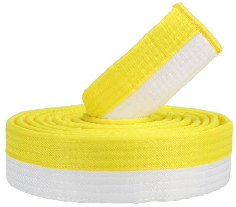 PATIKIL Taekwondo Farbiger Ranggürtel, 1,6 x9,2 Ft 2,8M Polyester Kampfsport Judo Karate Gürtel für Unterricht Praxis, Weiß-Gelb