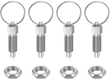 QUARKZMAN 4 Piezas Pasador de Resorte con Anillo de Extracción M10*1.5 Longitud 0.79 Pasador Diámetro 6Mm Cabeza Plana Acero Inoxidable Pasador de Índice Retráctil No Bloqueable