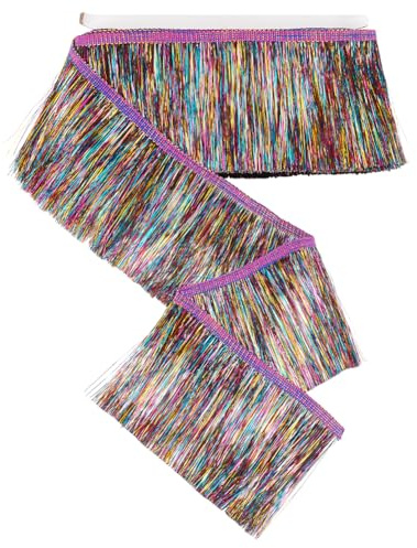 FINGERINSPIRE 10 m borde con flecos metálicos, 10,5 cm de ancho, cinta de poliéster con pompones de colores para costura, guirnaldas, adorno con flecos