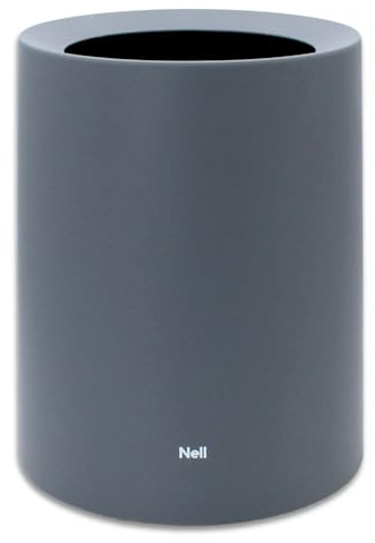 Nell 12L Mülleimer Büro Grau Matt – Ideal für Büro, Küche und Wohnzimmer, Eleganter und vielseitiger Büropapierkorb, Langlebiger Kunststoff, Stilvoll und praktisch (Grau, 12L ohne Deckel)