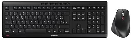 CHERRY STREAM DESKTOP COMFORT, Wireless Keyboard And Mouse Set, Spanish Layout (QWERTY), 2.4 GHz, Whisper-Quiet Keys, Ergonomic Right-Handed Mouse, Black