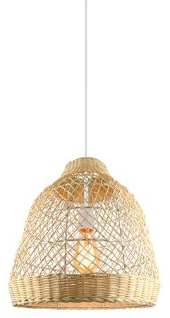 WLBHWL Rattan-Pendelleuchten, 13,7 Zoll großer Rattan-Kronleuchter, handgewebte Küchen-Pendelleuchten für Esszimmer, Bauernhaus-Korblampen-Deckenbeleuchtungskörper für Foyer-Kinderzimmer-Restaurant