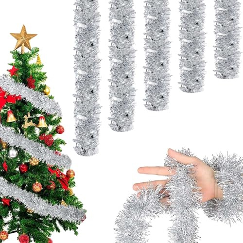 6Stück Weihnachtengirlande, Glänzend Girlande,Weihnachtsbaum Dekoration Girlande,Festliches Weihnachten Lamettaa Treppengirlande Weihnachten für Weihnachten Party Indoor und Outdoor Dekoration