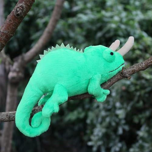 lilizzhoumax Jouets en Peluche Aimant caméléon 7.5” Simulation Jouet en Poupée Réaliste Peluche caméléon Reptile Jouets Animaux Sauvages en Cadeau pour Les Amis et Les Enfants d'anniversaire Vert