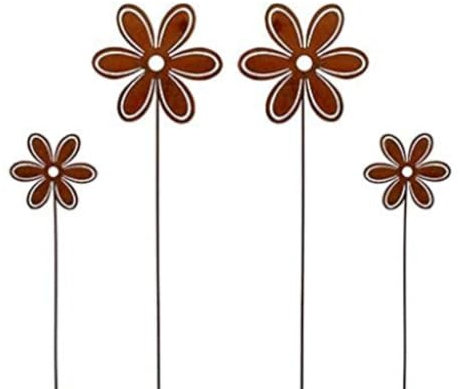Blumen Blumenstecker Gartenstecker Beetstecker Blumendeko Rostdeko Gartenstab Blumenstab 4er Set