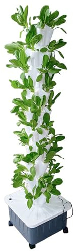 YEHOZZ Torre De Cultivo Hidropónico, Jardinera Vertical De Interior, Kit De Jardín Inteligente De Interior, Torre Vertical De Cultivo Hidropónico para Frutas Y Verduras,White-8floors