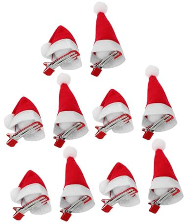 OFFSCH 10stücke Haarklammern Mit Weihnachtsmannmütze Krokodilklemme Haarnadeln in Rot Für Kleinkinder Und Mädchen Weihnachtliche Party Haarspangen