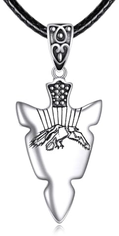 VONALA Pfeilspitze Halskette 925 Sterling Silber Pfeil Adler Halskette Pfeil-Anhänger Adler Schmuck Geschenke für Männer Frauen Unisex