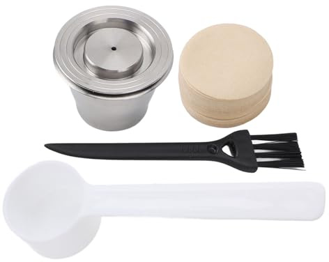 Stainless Steel Coffee Capsule Reusable Pod with Filter Paper Spoon Brush