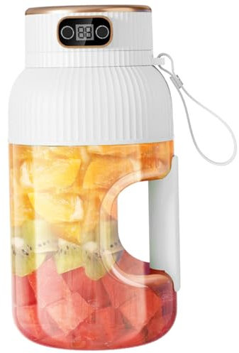 Copa de exprimidor portátil multifuncional, licuadora de exprimidor portátil, licuadora inalámbrica con 10 cuchillas, taza multifuncional con pantalla digital, USB recargable