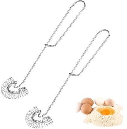 Pack of 2 Spiral Whisk Stainless Steel Whisk, Small Whisk with Spiral Whisk, 27 x 6.5 cm/10.6 x 2.56 inch Spiral Whisk, Hand Whisk for Milk, Eggs, Sauces and Kitchen Utensils