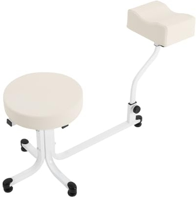 DHQCQL Fußpflege Stuhl, 2 in 1 Fußpflegestuhl mit Beinstütze, Verstellbare PVC Pad Fußstütze Stand für Nail Tech Spa Beauty Salon Studio Equipment Supplies, bis 220.46lbs (Weiß)