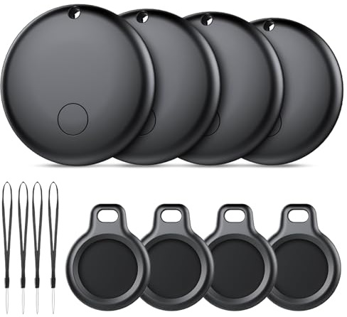Smart Tracker Tags-4 Pack for Android (NOT iOS or Huawei), Bluetooth Tracker Works with Google's ‘Find Hub’ App, IP68 Waterproof, Replaceable Battery, Item Finder for Luggage, Backpack, Key