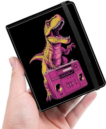 Mini Photo Album for 2x3 Pictures, DJ Dinosaur Portable Pocket Size Album Holds 60 Photos for Instax Mini, HP Sprocket, Kodak Printomatic, Zink Films, Small Travel Memory Book