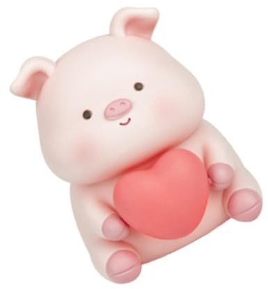 Alcancía Cerdito Cartoon Luz Nocturna, Resina Rosa 1 Pieza