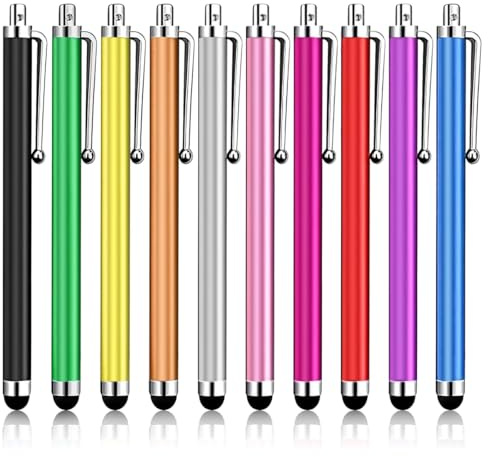 GNALIA Lot De 10 Stylets Tablette, Taille Standard, Noir Argent Rouge Rose Or Orange Vert Violet Azur, Pour Écran Tactile Téléphone Portable