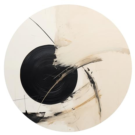 DEQORI Carta da parati rotonda autoadesiva Ø 120 cm | motivo impulso nero | tela tessile – staccabile, decorativa e indeformabile – per soggiorno, ufficio, corridoio o cameretta dei bambini