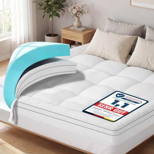 DOPEDIO Gel Memory Foam Matratzen-Topper Oeko-TEX® 180x200 cm 7,5 cm Weiß | Weicher Gel-Memory-Schaum Topper mit Oeko-TEX® Bezug, waschbar, atmungsaktiv für Boxspringbett, Sofa- und Wohnmobilbett.