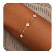 FUNEIA Birthstone Gold Clover Bracelet for Women