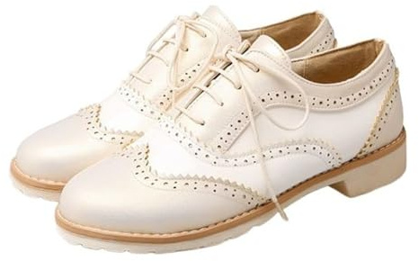 Scarpe Donna Eleganti Pumps Beige 47 Trachtenschuhe Dirndl Damen Pu Leder mit Kleinem Absatz Absatzschuhe Schuhbänder Oktoberfest Dirndl Frauen Trachten Schuhe Trachten Pumps Retro