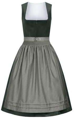 Dirndl Damen Oktoberfest Outfit Midi Dirndlkleid Trachtenkleid Schürze Drindl Trachtenrock Kleidung Dirndlkleid Spitze Knielang Festlich Dirndlschürze Schlicht Tracht Trachtenmode Kleid Green M