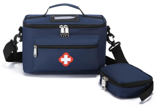 Generic Medical Bag Industrial Pouch Organizer Case Kit Tote with Padded Lid Mesh Pockets and Extra Zippered Pouch Suitable for Workplace Vehicle Care