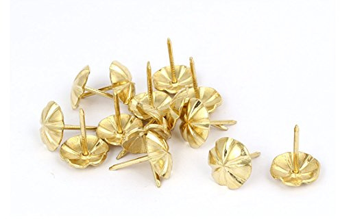 sourcing map 16mm Diámetro Tapicería Clavo Decorativo Tachuela Perno Empuje Pasadores Chincheta Dorado Tono 15uds