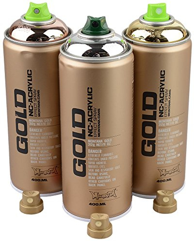 Montana Sprühdosen Set Silber-, Kupfer-, und Goldchrome 3x400ml inkl. Ersatzsprühköpfe