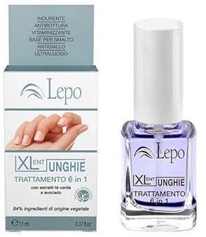 LEPO | XLent Unghie, Trattamento 6 in 1 Arricchito con Estratto di Tè Verde e Avocado per Unghie Forti e Splendenti