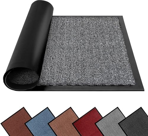 FB FunkyBuys Washable Door Mats Indoor & Outdoor - Non-Slippery Heavy Duty Doormats Indoor - Highly Absorptive Rubber Door Mat - Perfect for Kitchen, Home and Hotel Entrance (Grey, 40x60 CM)
