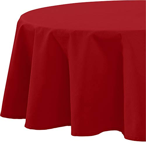 REDBEST Tischdecke, Tischwäsche Uni Seattle, 100% Baumwolle rot Größe rund: 160 cm Ø - Robustes, glattes Gewebe, mit hochwertigem Kuvertsaum