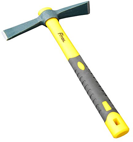 Forged Weeding Mattock Hoe 15-Inch, One Piece Intact Drop Forged, Plastic Coated Fiberglass Handle, Mattock Cutter 1.5LB