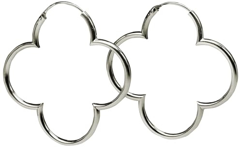 SILBERMOOS Damen Creolen Blumen Kleeblatt glänzend 925 Sterling Silber Ohrringe