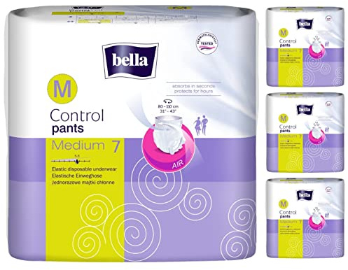 bella Control Pants Medium Einweghose für leichte bis mittlere Blasenschwäche; Größe Medium, 4er Pack (4 x 7 Stück) Bauchumfang 80-110cm
