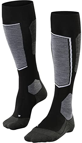 FALKE Herren Skisocken SK6 Pro M Kh Wolle Funktionsmaterial warm dünn 1 Paar, Schwarz Black-Mix 3010, 44-45