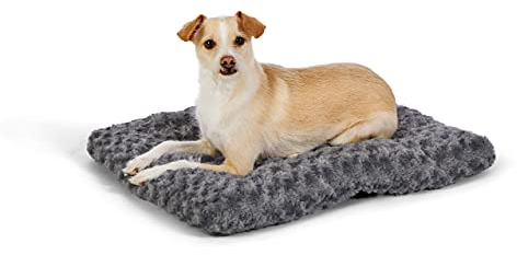 Amazon Basics Maschinenwaschbar Hundebett und Haustierbett für Hunde und Katzen - Waschbar und Strapazierfähig, Sehr Klein, 59 x 46 x 6 cm (L x W x H), Graue Wirbel
